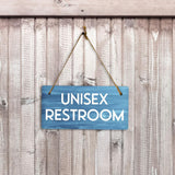 Unisex Restroom 5x10 Hanging Plus Wall or Door Sign | Public Spaces Decor