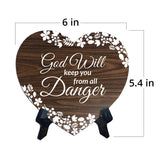 God Will Keep You From All Danger Heart Shape Table Sign (6 x 5.4") | God's Grace Home Decoration