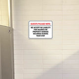 Classic Framed Plus Guests Please Note: We accept no liability for injuries or property damage incurred during your stay Wall or Door Sign| Easy Installation | Disclaimer Waiver Notice