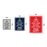 Signs ByLITA Portrait Round Stop Fires Before They Start Think Safety Door or Wall Sign Easy Installation | Health And Safety | Building And Danger Signs