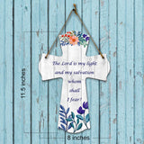 The Lord is my light and my salvation—whom shall I fear? Cross Hanging Sign | Rustic Twine | Inspiring Religious Bible Decor