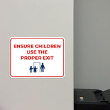 Classic Framed Plus Ensure Children Use the Proper Exit Door or Wall Sign | Child Safety Business Signs