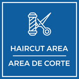 Signs ByLITA Square Haircut Area Door or Wall Sign | Spanish Bilingual Business Signs