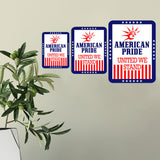 Portrait Round Plus American Pride: United We Stand Door or Wall Sign | Easy Installation | Patriotic Stars and Stripes USA Pride Sign