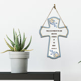 Finally, be strong in the Lord and in the strength of his might. Ephesians 6:10 11.5" x 8" Cross Hanging Sign | Rustic Twine | Inspiring Religious Bible Decor