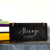 Storage Closet 5x10 Hanging Plus Wall or Door Sign | Rustic Twine | Range of Vibrant Decor Styles | Room Signs For Home and Business