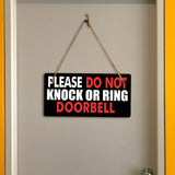 Please Do Not Knock Or Ring Doorbell 5x10 Hanging Plus Wall or Door Sign | Rustic Twine | Home and Business Signage