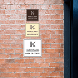 Signs ByLITA Square Haircut Area Door or Wall Sign | Spanish Bilingual Business Signs