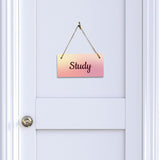 Study 5x10 Hanging Plus Wall or Door Sign | Rustic Twine | Range of Vibrant Decor Styles | Room Signs For Home and Business