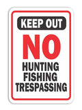 Portrait Round Plus Keep Out No Hunting Fishing Trespassing Wall or Door Sign | Public Signage