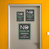 Portrait Round Plus No Food or Drinks In the Storage Area Wall or Door Sign | General Kitchen and Food-related