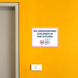 Classic Framed Plus No Unsupervised Children In the Kitchen Door or Wall Sign | Child Safety Business Signs