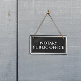 Notary Public Office 5" x 10" Hanging Wall or Door Sign | Legal and Court House Rustic Twine Signage