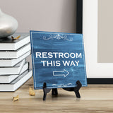 Signs ByLITA Restroom This Way, Wood Color, Square Table Sign (5" x 5")