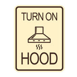 Signs ByLITA Portrait Round Turn On Hood Door or Wall Sign Durable ABS Plastic | Laser Engraved | Easy Installation | Kitchen | Hygiene