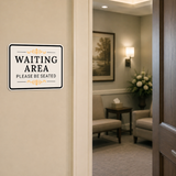 Classic Framed Plus Waiting Area — Please Be Seated — Wall or Door Sign | Funeral and Memorial Services - Room & Area - Sign