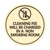 Circle Cleaning Fee Will Be Charged In A Non Smoking Room Wall or Door Sign