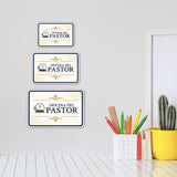 Classic Framed Plus Oficina del Pastor — Pastor's Office Door or Wall Sign | Spanish - Church Room & Area Signs