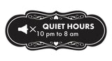 Signs ByLITA Designer Quiet Hours 10 pm to 8 am Wall or Door Sign