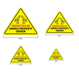 Triangle 'Protected by Armed Property Owner' Wall or Door Sign