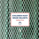 Classic Framed Plus Children Must Wear Helmets – Safety First Door or Wall Sign | Child Safety Business Signs