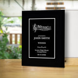 Music Competition Customizable Black Frame Award Plaque | Easel Mount Option | Achievement and Recognition Personalizable Plaques