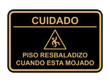 Signs ByLITA Classic Framed Cuidado: Piso Resbaladizo cuando esta mojado Door or Wall Sign Easy Installation | Health And Safety | Building And Hospitality