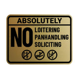 Signs ByLITA Classic Framed Absolutely No Loitering No Panhandling No Soliciting Wall or Door Sign