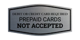 Signs ByLITA Fancy Debit Or Credit Card Required. Prepaid Cards Not Accepted Wall or Door Sign | Shops and Stores Signage