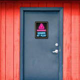 Portrait Round Plus Warning: Gamer at Play Wall or Door Sign | Easy Installation | Gaming | Home Decor