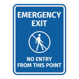 Signs ByLITA Portrait Round Emergency Exit No Entry from This Point ABS Plastic | Easy Installation | Elegant Design Wall or Door Sign