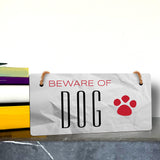 Beware of Dog 5" x 10" Hanging Wall or Door Sign | Rustic Twine | Signs for Home and Business