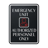 Portrait Round Plus Emergency Unit – Authorized Personnel Only Wall or Door Sign | Patient-Specific Rooms