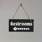 Restrooms Left Arrow 5x10 Hanging Plus Wall or Door Sign | Bathroom Decor