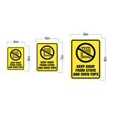 Portrait Round Plus Keep Away from Stove and Oven Tops Wall or Door Sign | Home Safety Sign