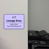 Classic Framed Plus Lounge Area – Quiet Zone Please Be Respectful Door or Wall Sign | Break & Lounge Areas