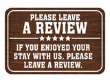 Classic Framed Plus Please Leave A Review If You Enjoyed Your Stay With Us, Please Leave A Review. Door or Wall Sign | Public Notice Signs