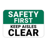 Classic Framed Plus Safety First Keep Aisles Clear Door or Wall Sign | Health & Safety Signage