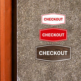 Signs ByLITA Fancy Checkout Sign | Durable Plastic | Vibrant Colors | Powerful Foam Tape