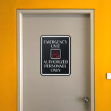 Portrait Round Plus Emergency Unit – Authorized Personnel Only Wall or Door Sign | Patient-Specific Rooms