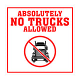 Square Plus Absolutely No Trucks Allowed Wall or Door Sign | Health & Safety Warehouse Business Signage