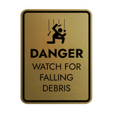Signs ByLITA Portrait Round Danger Watch For Falling Debris Door or Wall Sign Easy Installation | Health And Safety | Building And Danger Signs