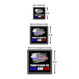 Square Plus Proud to Back the Blue and Red Wall or Door Sign | USA Flag | Police First Responders Appreciation Signage