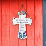 The Lord is my light and my salvation—whom shall I fear? Cross Hanging Sign | Rustic Twine | Inspiring Religious Bible Decor