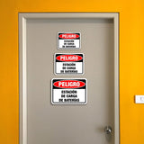Classic Framed Plus Peligro Estación De Carga De Baterías Door or Wall Sign | Spanish Business Signage
