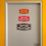Signs ByLITA Fancy Protected by Armed Property Owner (Military Knife) Door or Wall Sign | Home Security Warning Sign