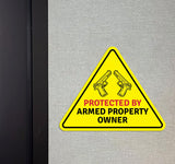 Triangle 'Protected by Armed Property Owner' Wall or Door Sign