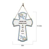 “And now, O Lord, for what do I wait? My hope is in you." Psalm 39:7 11.5" x 8" Cross Hanging Sign | Rustic Twine | Inspiring Religious Bible Decor