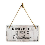 Ring Bell For Assistance 5x10 Hanging Wall or Door Sign | Warm Welcoming Signage For Homes