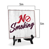 No Smoking 5"x 5" Square Table Sign With Acrylic Easel | Restaurant & Cafe Décor